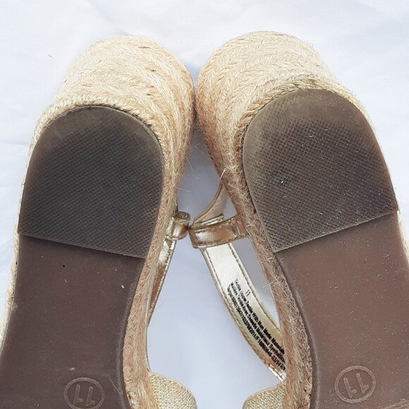 MERONA Gold Wedge Espadrilles Sandals | Size 11M w/Box - Picture 10 of 12